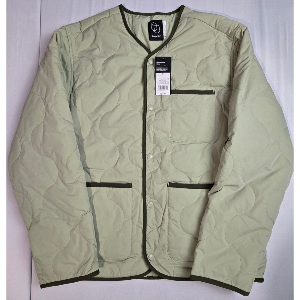 Original Use Mens Quilted Liner Jacket Sage Green Snap Front Pockets Small NWT